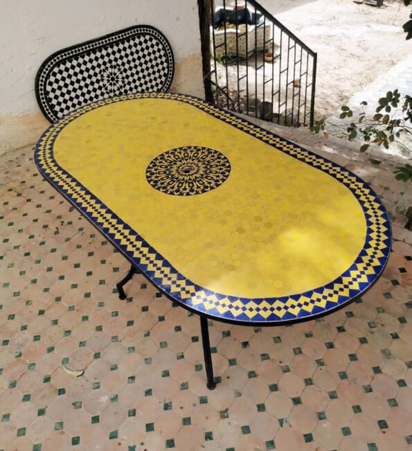 CUSTOMIZABLE Oval Mosaic Table - Crafts Mosaic Table - Mosaic Table Art - Mid Century Zellije Table - Handmade  - GIFT - Image 2