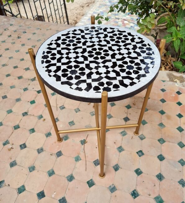 CUSTOMIZABLE Mosaic Table - Crafts Mosaic Table - Black and White Mid Century Mosaic Table - Image 2