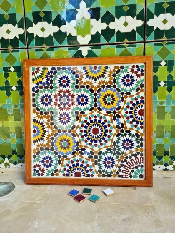 Zellije Mosaic Wall Decor - Mosaic Wall Art - Piece By Piece ART Work - Made From +300 Tiles - Handmade Mosaic Wall Mount ART - Wall Decor