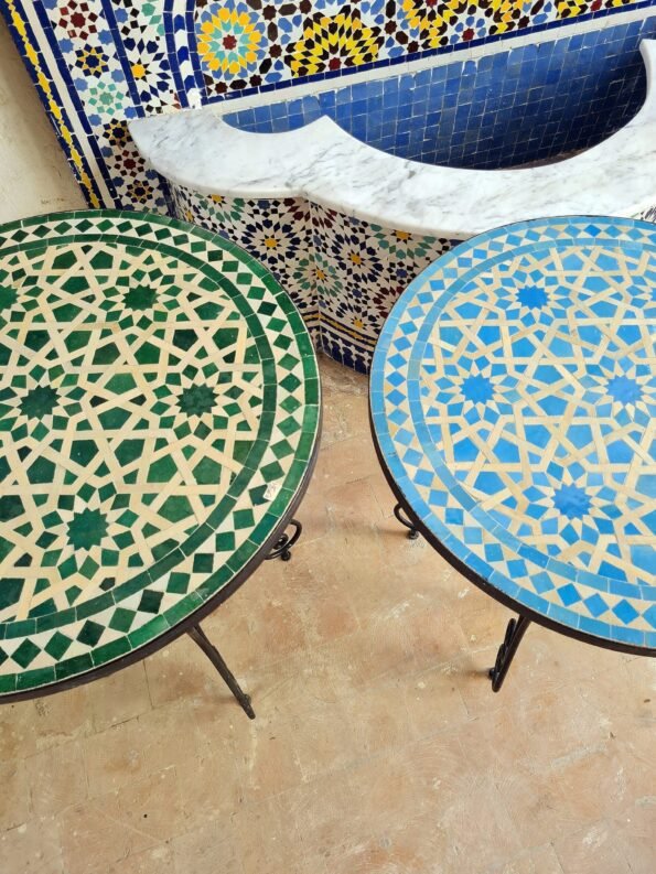 Handmade Outdoor Coffee Table - Complicated Mosaic Pattern Turquoise Table - Bistro Table GIFT - Image 7