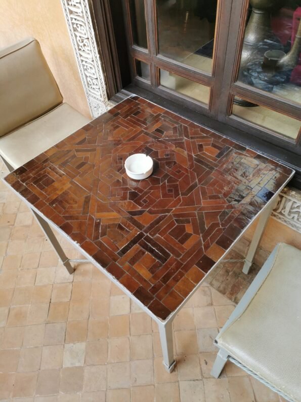 CUSTOMIZABLE Brown Zellije Mosaic SQUARE Table - Mosaic Table Art - Mid Century Table Style - Handmade Dining Table - Image 2