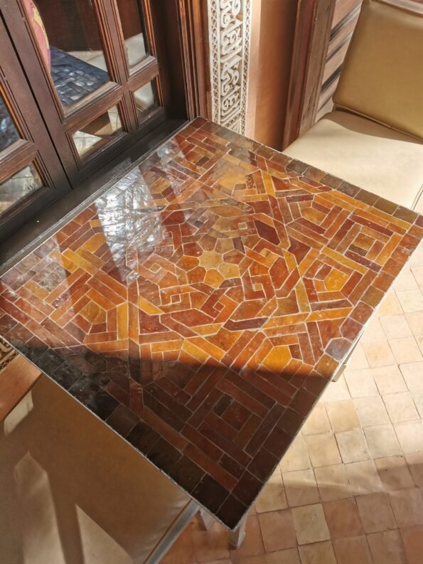 CUSTOMIZABLE Brown Zellije Mosaic SQUARE Table - Mosaic Table Art - Mid Century Table Style - Handmade Dining Table - Image 3