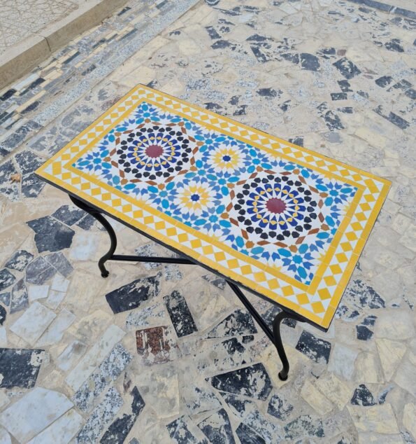 CUSTOMIZABLE LowHigh Rectangular Mosaic Table - Crafts Mosaic Table - Mosaic Table Art - Mid Century Zellije Table - - Image 11
