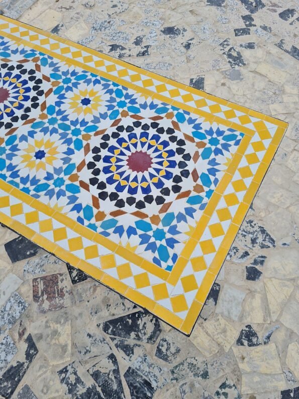 CUSTOMIZABLE LowHigh Rectangular Mosaic Table - Crafts Mosaic Table - Mosaic Table Art - Mid Century Zellije Table - - Image 9