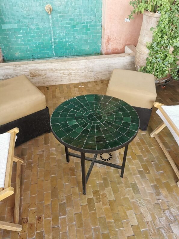 CUSTOMIZABLE Emerald Green Mosaic Table - Mosaic Table Art - Mid Century Mosaic Table