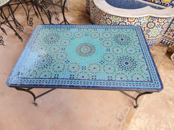 Mid Century Modern Patio Table - Handcrafted Mosaic Outdoor Coffee & Dining Table - Pure Zellige Table - Image 2