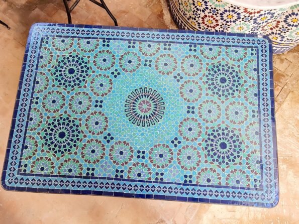 Mid Century Modern Patio Table - Handcrafted Mosaic Outdoor Coffee & Dining Table - Pure Zellige Table - Image 3