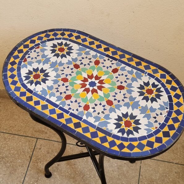 CUSTOMIZABLE Oval Mosaic Table - Crafts Mosaic Table - Mosaic Table Art - Mid Century Zellige Table - Image 3