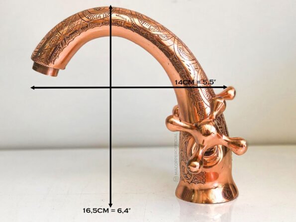 Handcrafted Copper Finish Bathroom Sink Faucet, Powder Room Copper faucet, Bathroom Vessel Sink Faucet, Farmhouse Bathroom Faucet - Image 7