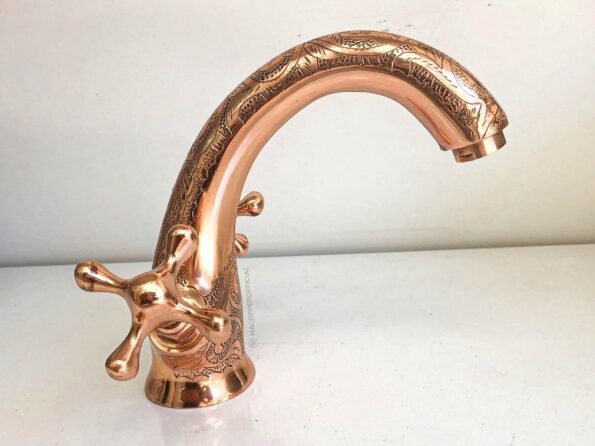 Handcrafted Copper Finish Bathroom Sink Faucet, Powder Room Copper faucet, Bathroom Vessel Sink Faucet, Farmhouse Bathroom Faucet - Image 4