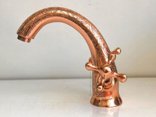 Handcrafted Copper Finish Bathroom Sink Faucet, Powder Room Copper faucet, Bathroom Vessel Sink Faucet, Farmhouse Bathroom Faucet - Image 2