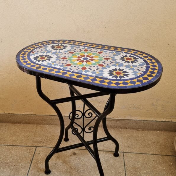 CUSTOMIZABLE Oval Mosaic Table - Crafts Mosaic Table - Mosaic Table Art - Mid Century Zellige Table - Image 4