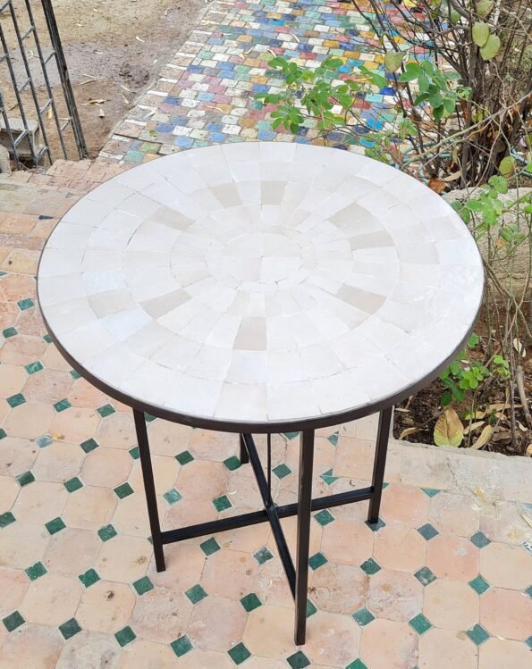 Custom Made Natural White Zellige Color Table   - Outdoor Zellije Table - Image 6