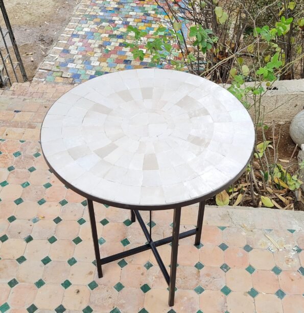 Custom Made Natural White Zellige Color Table   - Outdoor Zellije Table