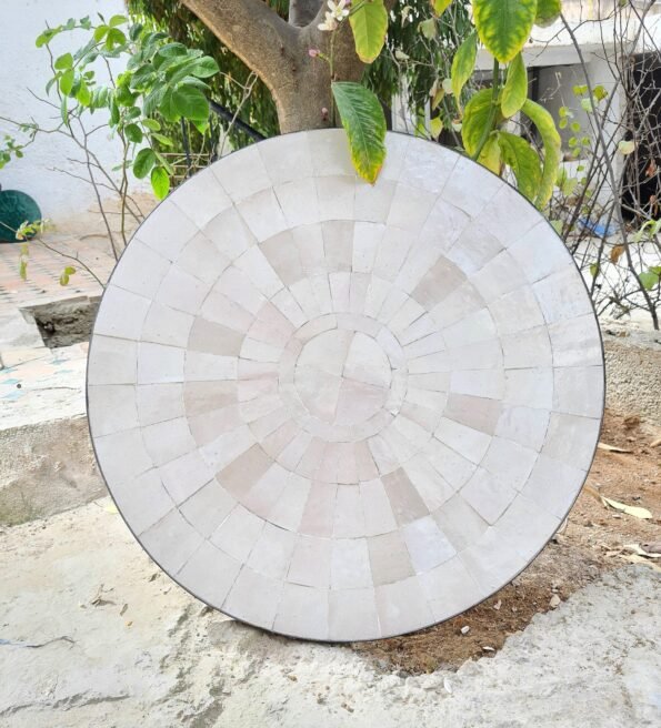 Natural White Zellige Color Table TOP - Mid Century Modern  Table Top - Outdoor Zellije Table