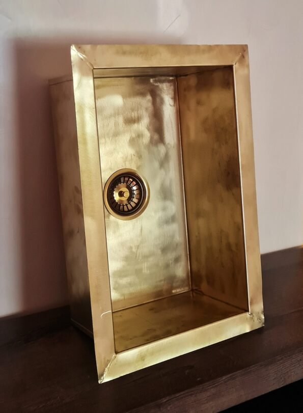 Handmade Brass Kitchen Sink Butler - Unlaquered Brass 26" x 14.5" x 11" - Image 5