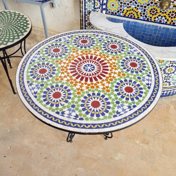 Large Custom Made Moorish Zellige Table   - Outdoor Zellije Table