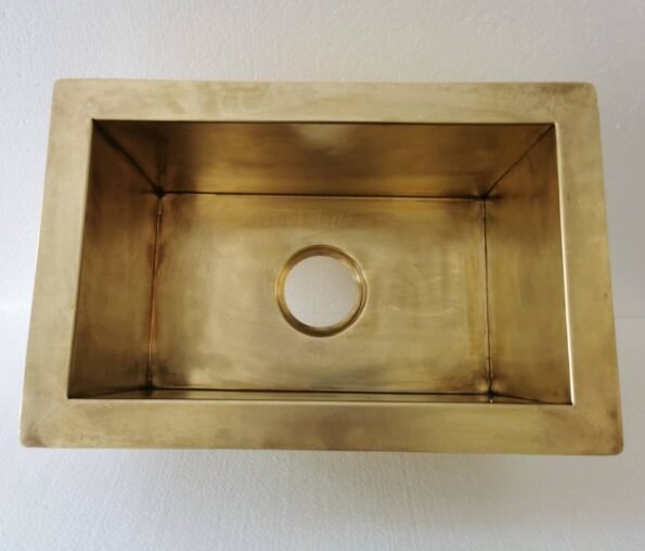 Unlacquered Handmade Moroccan Brass Kitchen Sink With Customizable Sizes