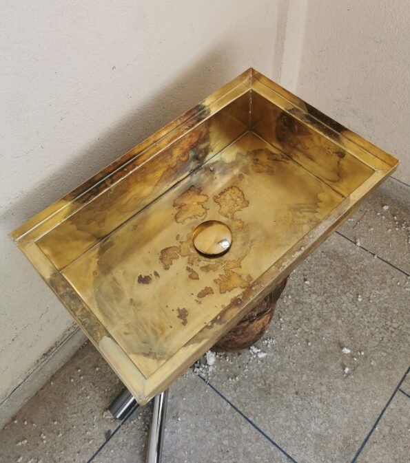 Handmade Brass Bathroom Sink - 18" x 10" x 5" - Image 3