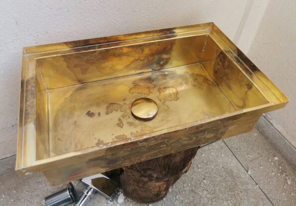 Handmade Brass Bathroom Sink - 18" x 10" x 5"