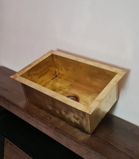 Handmade Brass Kitchen Sink Butler - Unlaquered Brass 26" x 14.5" x 11" - Image 4