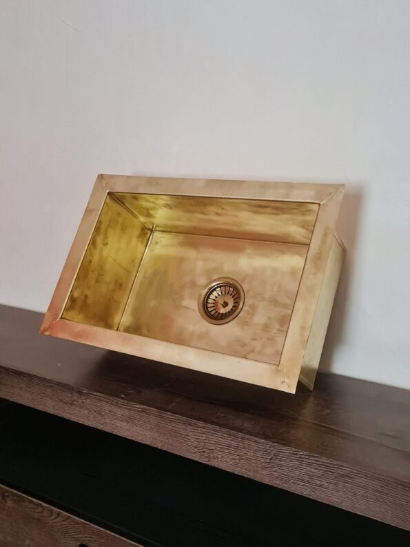 Handmade Brass Kitchen Sink Butler - Unlaquered Brass 26" x 14.5" x 11"