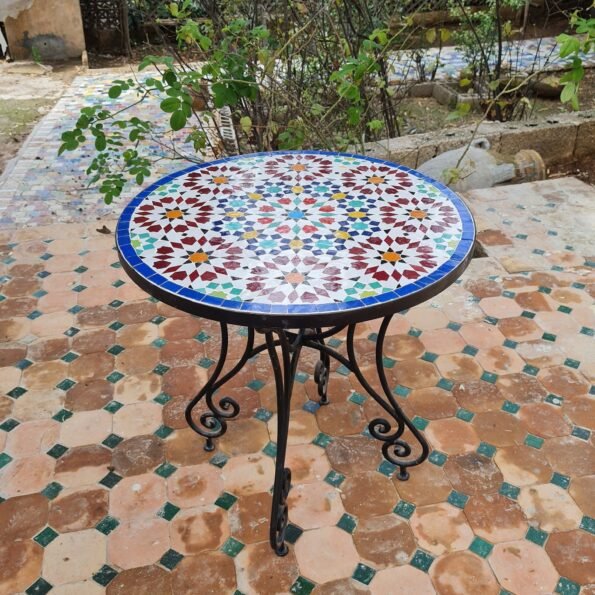 Handmade Outdoor Coffee Table - Complicated Mosaic Pattern Table - Bistro Mosaic Table - Zellige Mosaic Table - Handmade Mosaic Art - Image 7