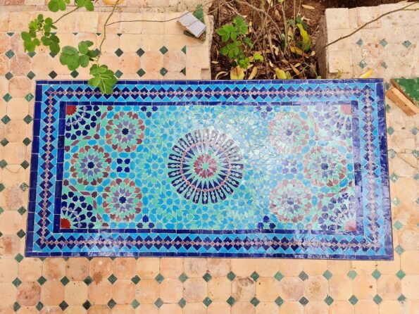 Custom Rectangular Mosaic Table - Crafts Zellige Mosaic Table - Table Art - Mid Century Zellije Table - Handmade  - GIFT - Image 8