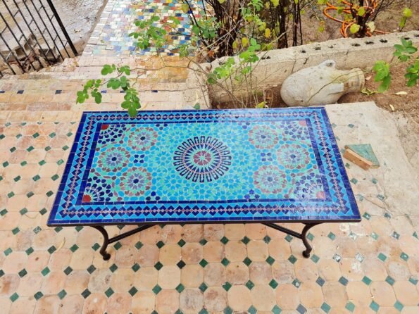 Custom Rectangular Mosaic Table - Crafts Zellige Mosaic Table - Table Art - Mid Century Zellije Table - Handmade  - GIFT - Image 9