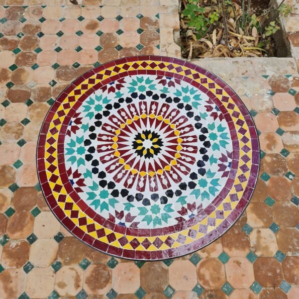 Handmade Outdoor Coffee Table - Complicated Mosaic Pattern Table - Bistro Mosaic Table - Zellige Mosaic Table - Handmade Mosaic Art - Image 5