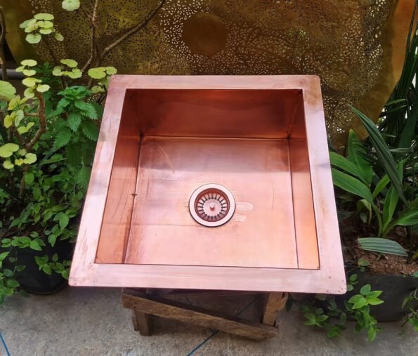 Copper Bar Kitchen Sink - Smooth Copper Sink - Kitchen Sink - 400mm x 400mm x 200mm - Farmhouse Kitchen Sink - Undermount Island Sink - Image 2