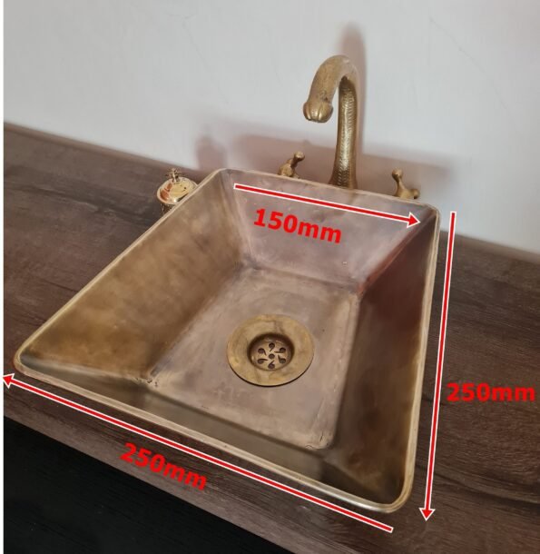 Handcrafted Brushed Brass Bathroom Sink - Mid Century Modern Brass Bathroom Basin - Vessel Sink  Drop In Brass Sink - Image 6