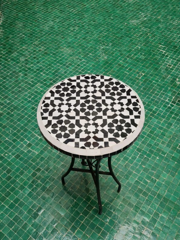 Black & White Zellige Color Table TOP - Mid Century Modern  - Outdoor Zellije Table - Image 2