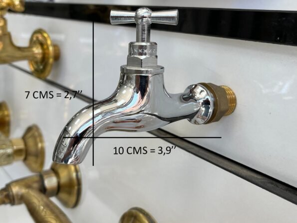 Handcrafted Small Water Tap, Chrome Silver Finish Wall Faucet, Small Water Spigot, Antique Vintage Water Faucet Garden Outdoor Bathroom wall - Image 3