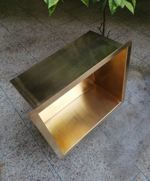 Handcrafted Undermount Brass Bar Sink - Square Bar Kitchen Sink - Interior 17" x 11" x 5" Off Centered 2" Drain - Polished Brass Finish - Image 3