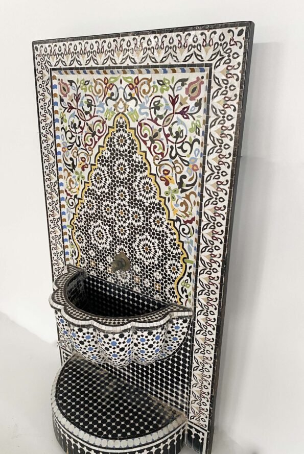 Handmade Outdoor Water Fountain - Mosaic Moroccan Fountain - Indoor & Outdoor Waterfall Fountain  - Moorish Tile Fountain - Image 5