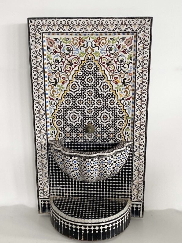 Handmade Outdoor Water Fountain - Mosaic Moroccan Fountain - Indoor & Outdoor Waterfall Fountain  - Moorish Tile Fountain