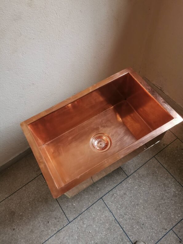 Copper Bar Kitchen Sink - Smooth Copper Sink - Kitchen Sink - 400mm x 400mm x 200mm