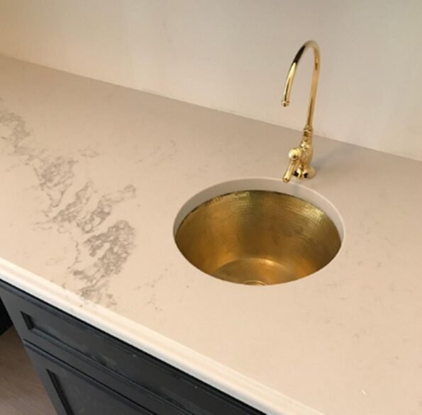 Custom Made Smooth Or Hammered Under Mount Brass Sink - Brass Bar Sink