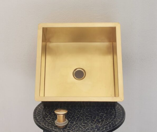 Custom Made Square Solid Brass Sink - Unlacquered Brass Kitchen Sink - Handcrafted Smooth Brass Kitchen Sink