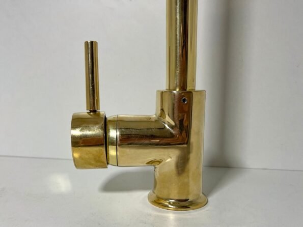 Brass Basin Mixer Tap, Gooseneck Bathroom Vanity Solid Brass Faucet, Unlacquered Brass Faucet with Single Handle for Hot and Cold Water - Image 7