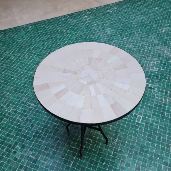 Natural White Zellige Color Table TOP - Mid Century Modern  Table Top - Outdoor Zellije Table