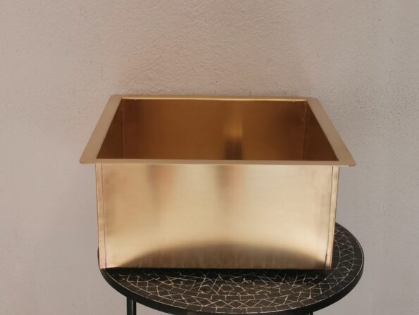 Custom Made Square Solid Brass Sink - Unlacquered Brass Kitchen Sink - Handcrafted Smooth Brass Kitchen Sink - Image 4