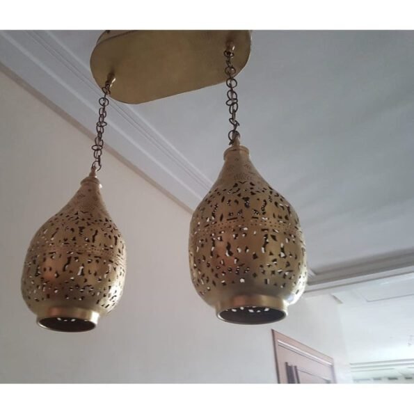 2 Pieces Moroccan Chandelier, Designer Ceiling Lamp, Hinge + 2 Drop lights, Handmade in our Workshop - Image 2