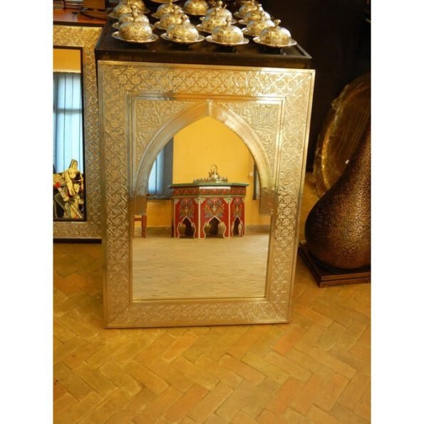 Beautiful Handmade Moroccan Mirror, Wood and Brass