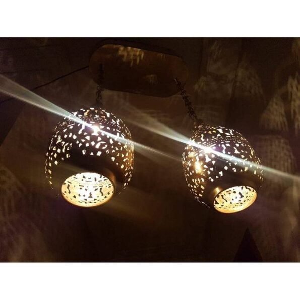 2 Pieces Moroccan Chandelier, Designer Ceiling Lamp, Hinge + 2 Drop lights, Handmade in our Workshop - Image 5