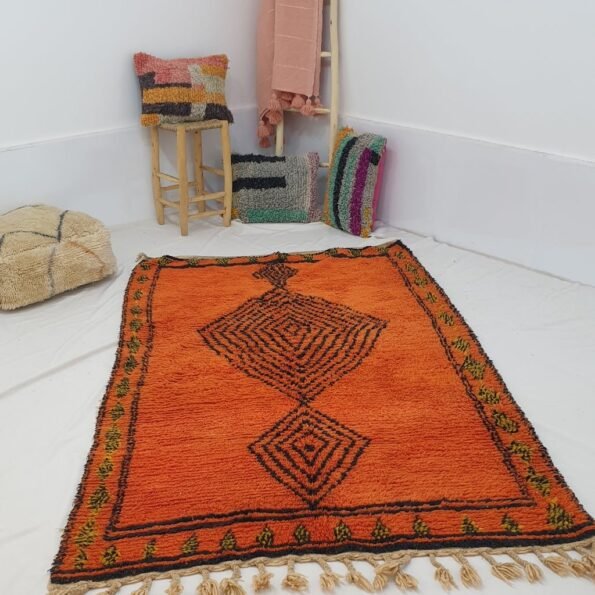 KAWHA Moroccan Boujaad Orange Rug | 7'9x4'7 Ft | 2,40x1,44 m | 100% wool handmade - Image 9