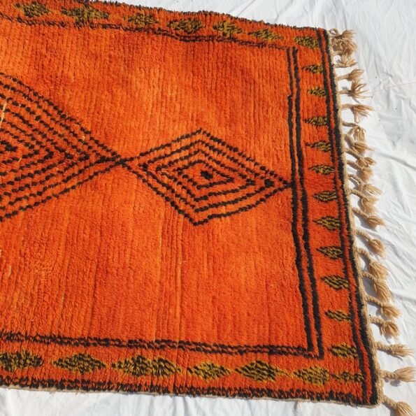 KAWHA Moroccan Boujaad Orange Rug | 7'9x4'7 Ft | 2,40x1,44 m | 100% wool handmade - Image 3