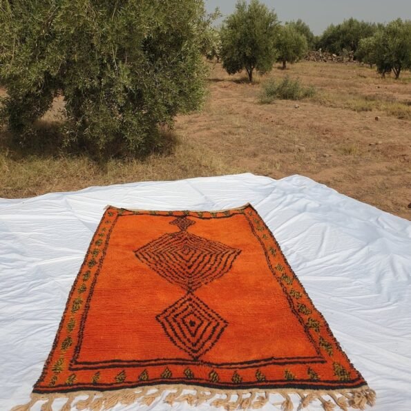 KAWHA Moroccan Boujaad Orange Rug | 7'9x4'7 Ft | 2,40x1,44 m | 100% wool handmade - Image 2