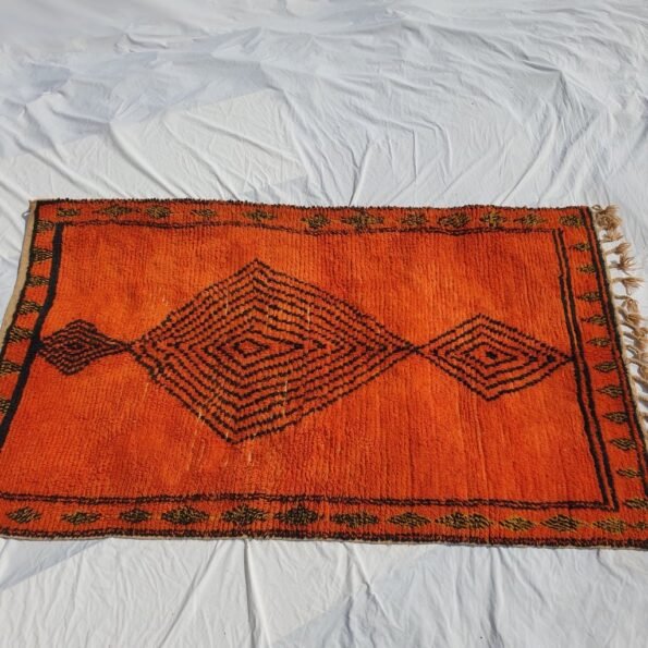 KAWHA Moroccan Boujaad Orange Rug | 7'9x4'7 Ft | 2,40x1,44 m | 100% wool handmade - Image 5